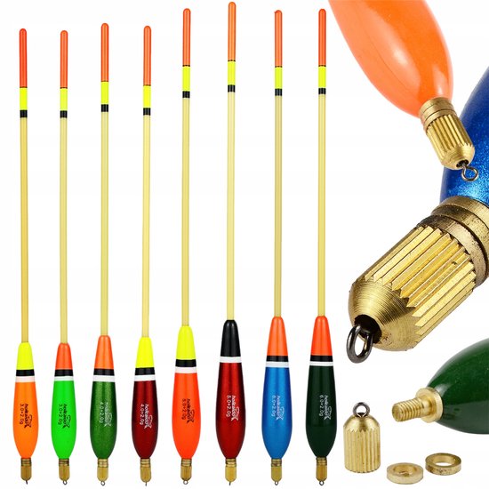 Set van 8 Waggler dobbers met verstelbaar loodgewicht