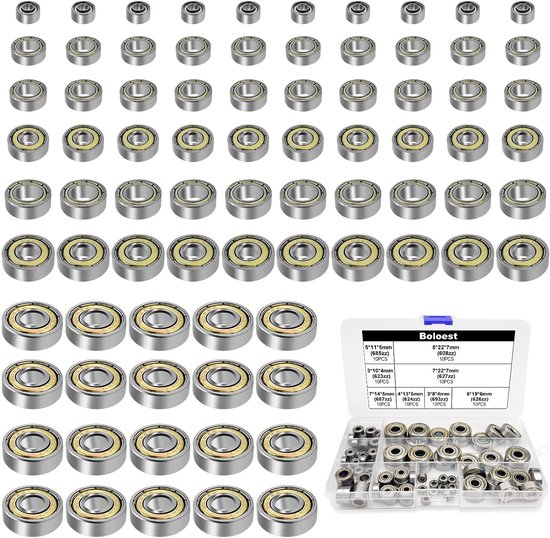 Set van 80 Mini Kogellagers in Verschillende Maten