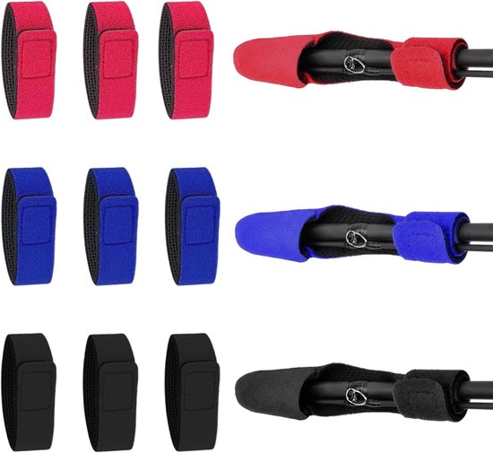 Set van 9 hengelriemen en 3 elastische hengelbeschermhoezen voor het veilig bevestigen en beschermen van vissershengels
