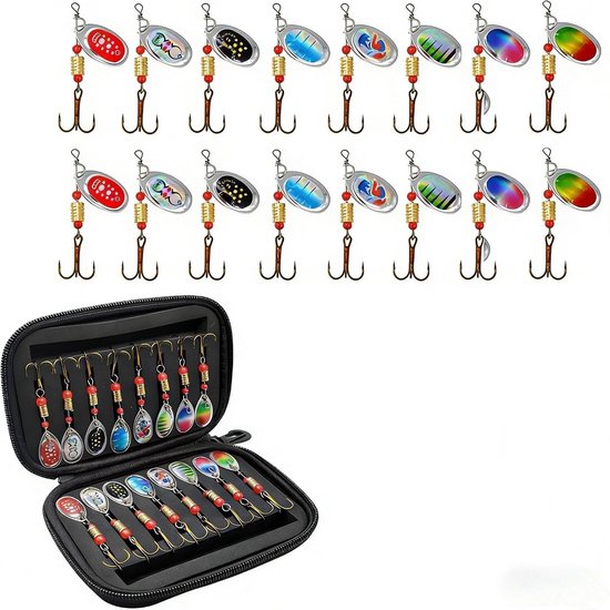 Set van kunstaas voor forel, 16 stuks, 3,5 g, hengelsport accessoires met opbergdoos, kunstaas, set glitters, kunstaas voor forel, baars, snoekbaars, zander, UV kleuren