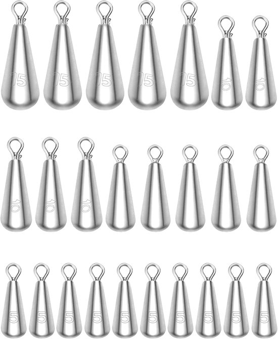 Set Vislood Druppels - 25 Stuks, 4 Maten (5-15g)