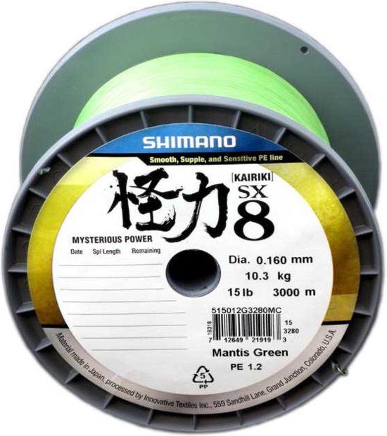 Shimano Fishing Kairiki 8 Gevlochten Vislijn 3000 M Geel 0.200 mm van Merkloos