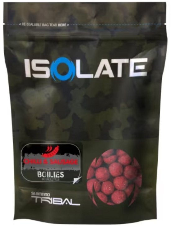 Shimano Isolate Boilies Chilli Sausage 3kg – Pittige Vleesboilies voor Karper - Maat : 20mm