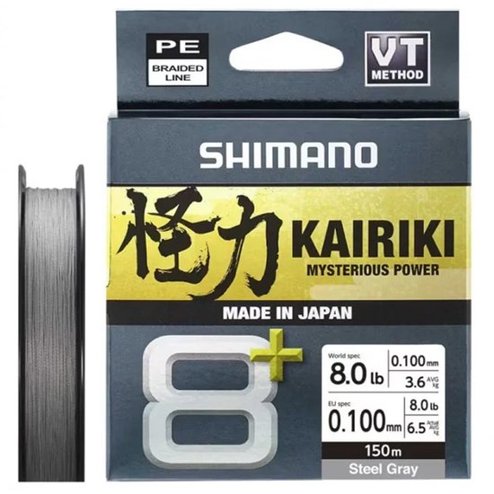 Shimano Kairiki 8+ Pe-LjN 0,20 mm 150M Staalgrijs 16Kg van Merkloos