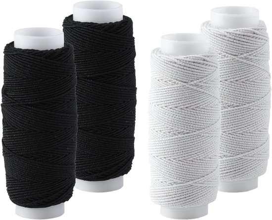 Shirring Elastic Band for Sewing, 4 Rolls Black White Elastic Thread Elastic Spool Elastic Cord Stretch String Shaving - ShopVlot