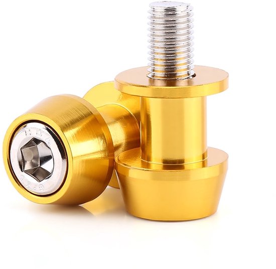 Shopcentral - Slider - Swivel Arm Spool - Aluminium - Goud - Swingarm Bobbins - 8mm en 10mm - Geschikt voor alle motoren van Merkloos