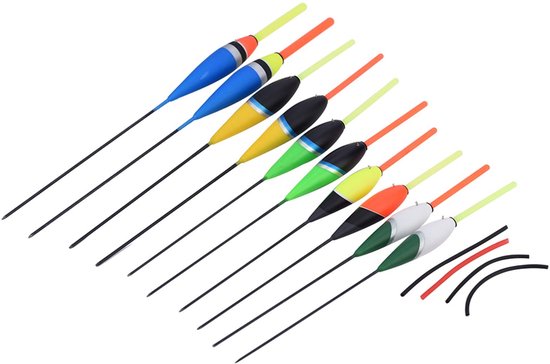 Shopcentral - Vissen - Kleurige Dobbers - Hooggevoelig en Duurzaam - Random Kleur - Visspullen - Voor Zoetwatervissen - 10 Stuks van Merkloos