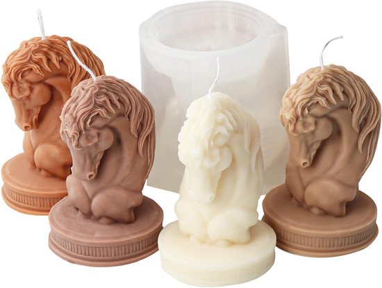 Silicone, 3D paardenkop, standbeeld, kaarsvorm, doe-het-zelf, siliconen vorm, kaarsenvormen om te gieten, voor knutselornamenten, woondecoraties