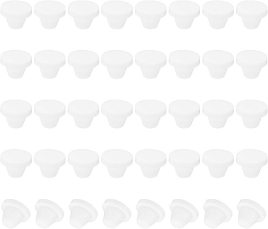 Silicone Hole Plug 8mm Diameter 40pcs - Round Snap On Furniture Knob - Protective Cap Head Fit for 2.5-8mm Hole for Sealing Bulkhead Cylinder Hole - Wit