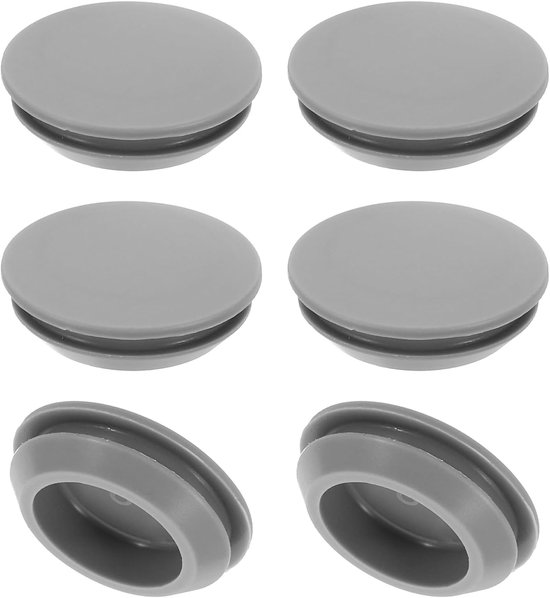 Silicone Hole Plug Diameter 22mm - 6pcs Round Snap On Furniture Knob - Protective Cap Head - Geschikt voor 2.5-22mm Hole - Voor Sealing Bulkhead Cylinder Hole - Grijs