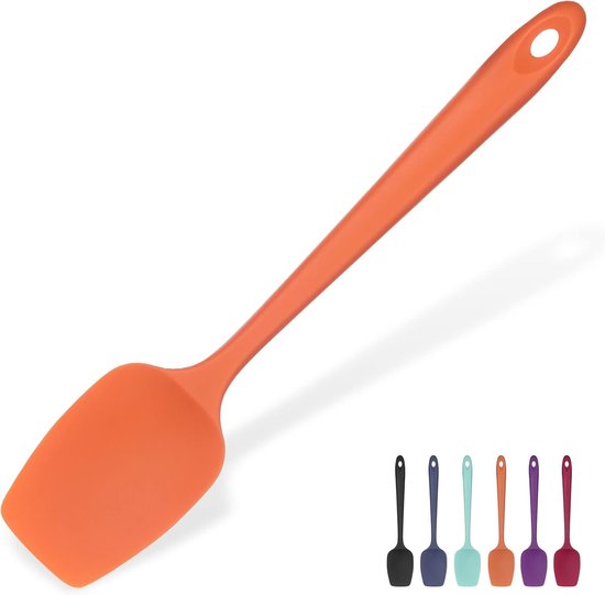 Silicone lepel Spatel 315 ℃ Hoge Hittebestendige (Oranje) | 29 cm Flexibele Naadloze Siliconen Spatel, geschikt voor Bakken, Koken, Mengen en Schrapen in Pannen met Antiaanbaklaag