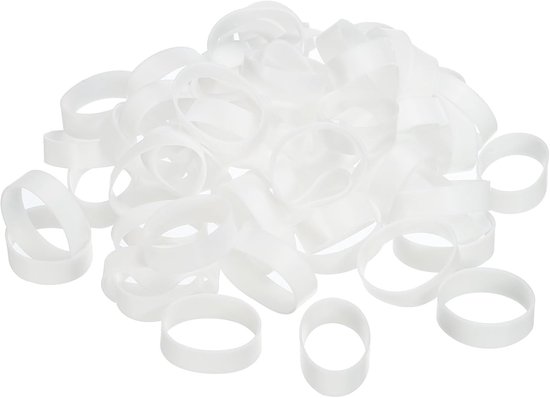 Silicone Rubber Bands - Cable Ties - 50 Pcs - Non Slip - 1 1/4 Inch - Flat White - voor Cord Wrapping - Pocket Wrapping - Art Projects