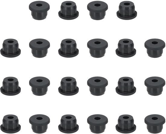 Silicone Rubber Washer - 22pcs - 5/8" (15.4mm) Drill Hole - 1/4" (7mm) Inner Diameter - Top Hat Wire Seal Rubber Plugs voor Wiring Irrigation System Firewall - Zwart van Merkloos