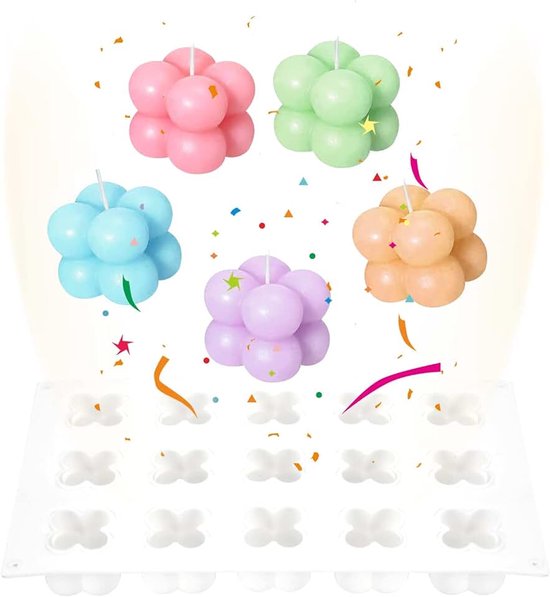 Siliconen 15 gaten 3D Bubble Kaarsen Siliconen Vorm Mini Ball Cube Kaarsvormen voor DIY Bakken Cake Chocolade Zeepwas