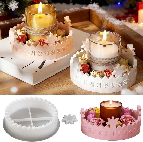 siliconen adventskrans, gietvorm, adventskalender, uitsteekvormpjes set