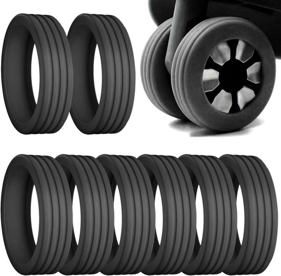 Siliconen Beschermhoezen voor Kofferwielen, Stille Bescherming, Geschikt voor Cabin Luggage en Spinner Wielen, Duurzame Luggage Accessoires, Zwart