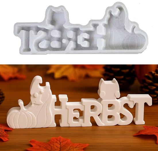 Siliconen gietvormen herfst, siliconen vorm herfst gietvormen siliconen herfst letters siliconen vorm kabouter gipsvorm voor gieten gietvorm siliconen voor doe-het-zelf gips kaarsen (A)