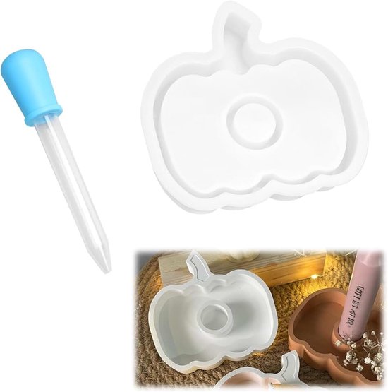 Siliconen gietvormen, pompoen, 3D-siliconen vorm, pompoen, gietvorm, kaarsenhouder met reageerbuis voor doe-het-zelf kaarsen, gips, herfst, Halloween, Thanksgiving, pompoen, cadeau