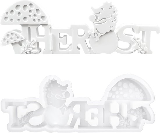 Siliconen gietvormen voor herfst, gietvormen, siliconen om te gieten, siliconen vorm herfst met egel, paddenstoel, siliconen vorm, Halloween, voor doe-het-zelf herfstdecoratie, knutselen, gips