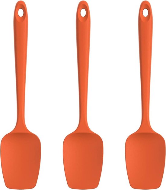 Siliconen Lepel Spatel 315℃ Hittebestendige Set van 3 (Oranje) | BPA - vrije Flexibele Rubberen Schraper, Koken Bakken Schrapen Mengen Keukengerei voor Non Stick Pan/ Wok