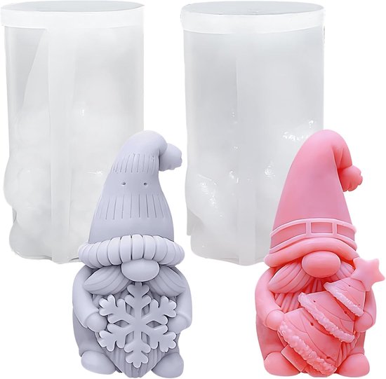 siliconen mal, 2 stuks 3D kabouter siliconen mal,kabouter,gietvormen Kerstmis,gietvormen voor kerstversiering