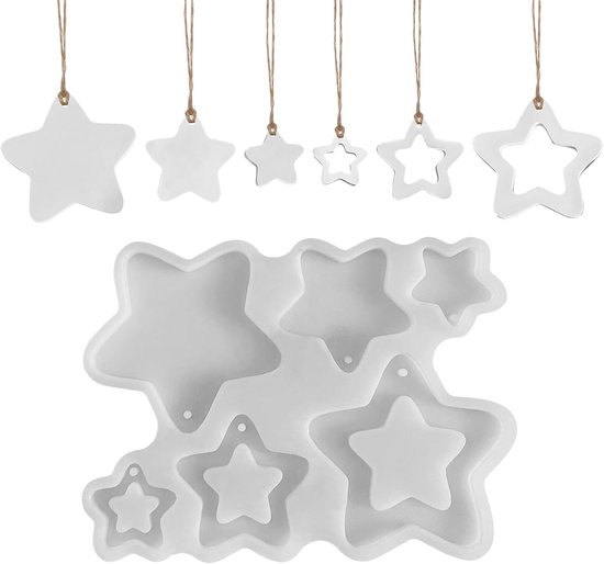 Siliconen mal Kerstmis gietvormen ster hanger mini gipsvormen om te gieten voor handwerk (A)