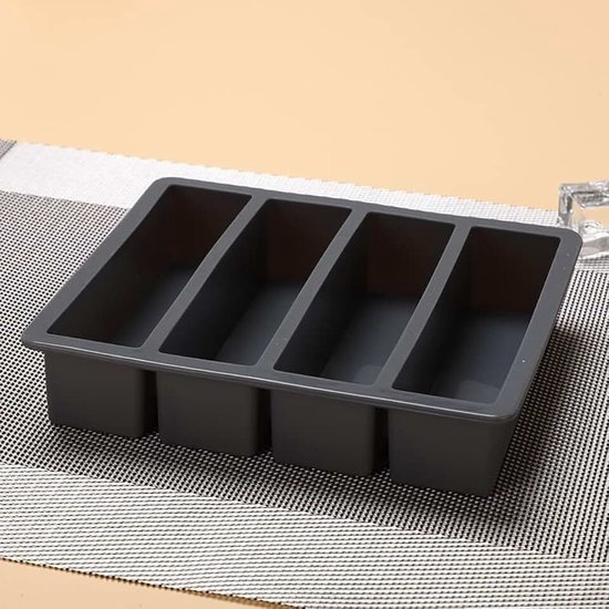 siliconen mal met deksel, rechthoekige siliconen vorm voor boter, pudding, zeep, chocolade, cheesecake, ijsstaven (zwart met transparant deksel)