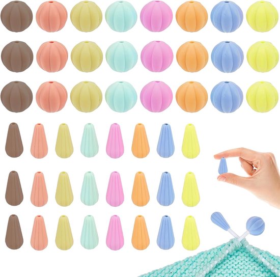Siliconen Pompoen en Druppel Stitch Stoppers - 48 Stuks in Diverse Kleuren voor Breien en Creatieve DIY Projecten