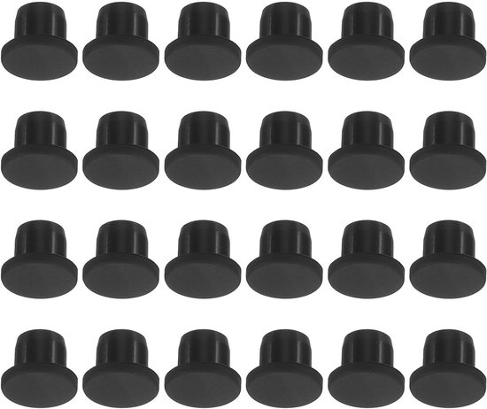 Siliconen Rubber Stopper 10mm Diameter - Zachte Flexibele Plug voor 9-10mm Gaten - 24 Stuks Zwart van Merkloos
