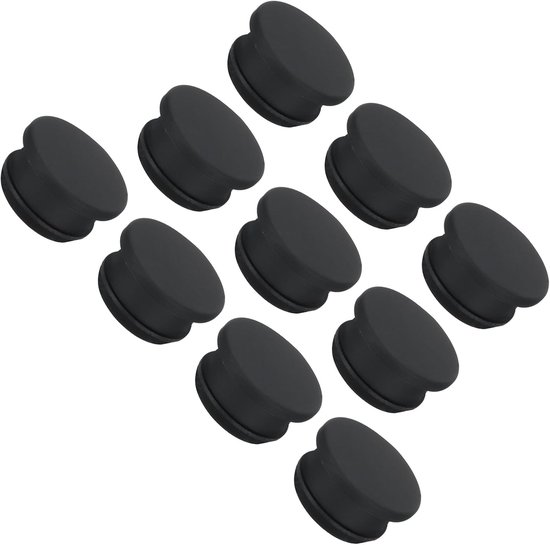 Siliconen snap-in-vergrendelingsgatstoppers, rubberen afdichting, plat type, ronde plaat voor waterdichte afdichtstop, 21 mm diameter, zwart, verpakking van 10 stuks
