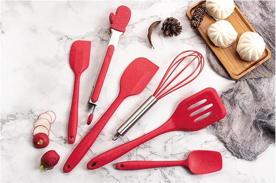 Siliconen Spatel, Set Van 6, Kerst Siliconen Bakspatel, Kerst Keukenbenodigdheden Bakbenodigdheden Voor Koken, Kerstcadeaus En Decoraties,red