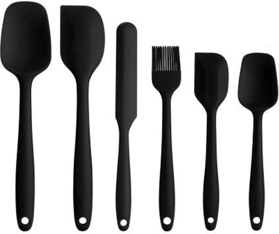 - Siliconen Spatel Set [van 6 stuks] - Koken & Bakken - Pannenlikker - BPA Vrij - Spatels - Kwast - Kwastje
