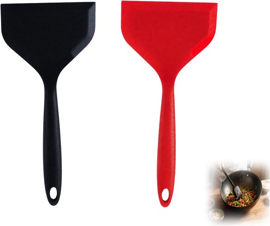 siliconen spatel voor pannen met antiaanbaklaag, brede spatel met korte handgreep, flexibel en hittebestendig, ideaal voor pannenkoeken, eieren en meer, keukenhulp voor gezond koken, 30 cm
