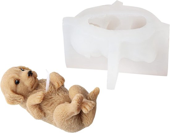 siliconen vorm dieren 3D, Golden Retriever Shar Pei vorm siliconen zeepvorm, hond kaars siliconen vorm, dier gietvormen siliconen, voor cake, zeep, fondant taart decoratie (Golden Retriever 1)