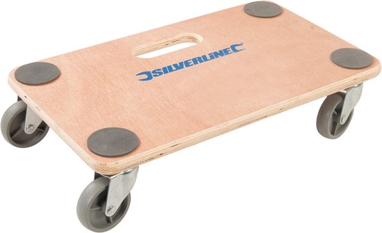 Silverline Houten platformtrolley - Heavy-Duty wielen - 150 kg capaciteit - 30 x 50 cm van Silverline