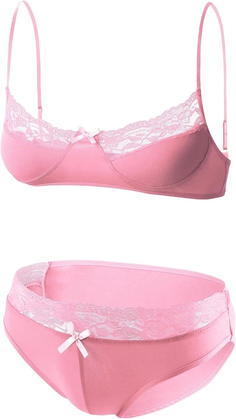 Sissy Sexy Kanten Lingerie Set BH en Slipje Lichtgewicht Set Gekruiste Gay Lingerie BH en Slip Kant Slipje S-XXL