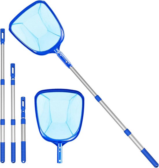 Skimmer Net met Diep Fijn gaas & Telescopische Pool, Leaf Rake Cleaning Kit, Vijver Net Schoon Tools voor Hot Tubs, Spa's, Fonteinen Outdoor Garden & verwijdert bladeren en vuil