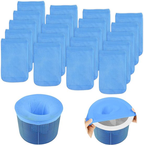 Skimmer Socks 20 Pcs - Removes Slag and Leaves - Pool Accessories for Surface Kimmer - Nylon Net - Blue van Merkloos