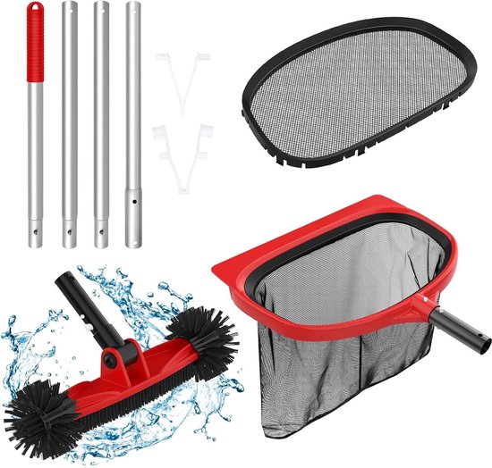 Skimmer zwembadschepnet - robuuste ronde zwembadborstel - fijnmazig - 160 cm aluminium stang - zwembadreiniging - spa vijvers whirlpools van Merkloos