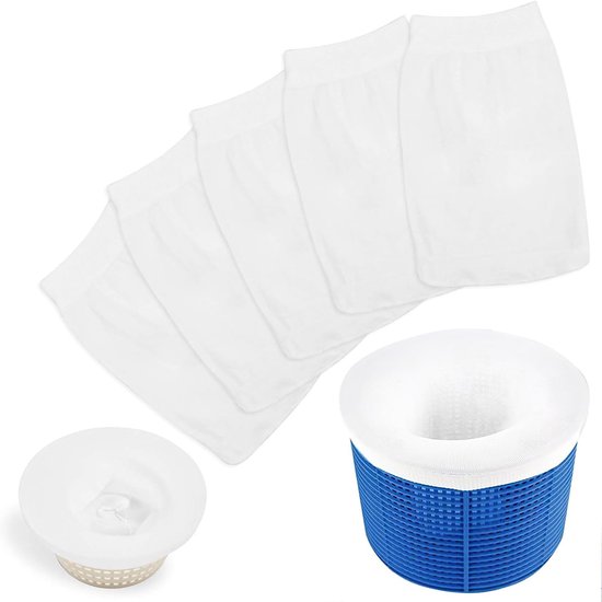 Skimmersokken voor zwembad, 5 stuks, voor skimmer, zwembad, filter, skimmer, zwembad, herbruikbaar, elastisch, nylon, ultrafijn net voor het filteren van bladeren, haren en insecten