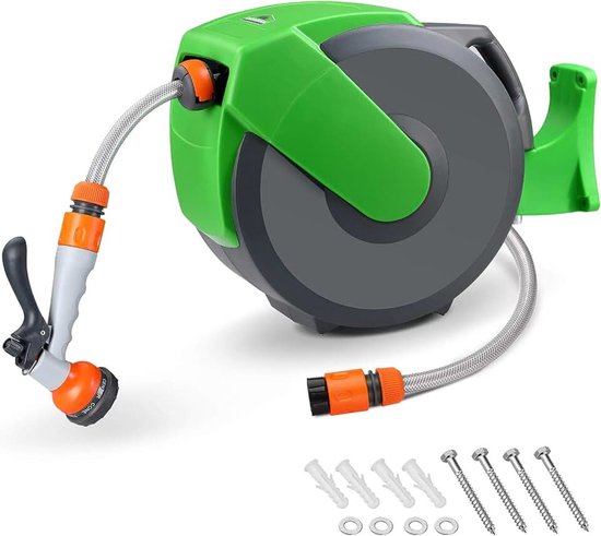 Slanghaspel 20 m + 2 m met wandhouder tuin 1/2 inch multifunctionele handdouche slanghaspel slanghaspel wandslanghaspel