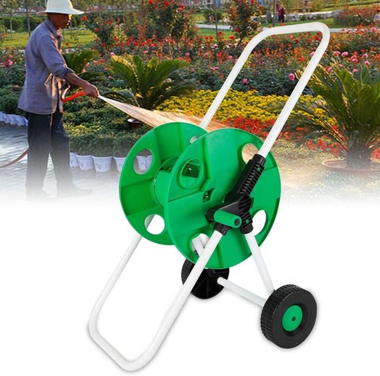 slanghaspel set tuinslang met 50 m slanghaspel 87 cm hoogte tuinslang water slangwagen verrijdbaar 1/2 inch slanghaspel waterslangwagen voor tuin, camping, balkon, groen