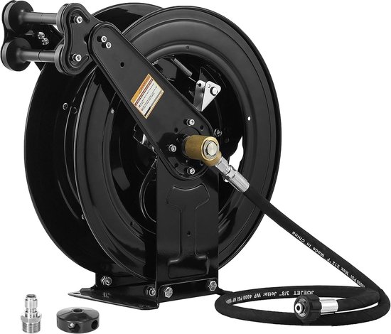 Slanghaspel voor hogedrukreiniger, automatisch, staal, 20 m, dubbele arm, 4000 psi, hoog vermogen