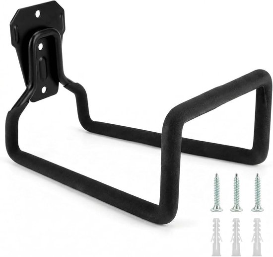 Slanghouder muur, tuinslanghouder, zwart, met 50kg draagvermogen voor tuin, garage en werkplaats