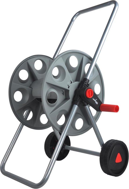 Slangwagen, Tuinslangwagen, voor maximaal 45 m 1/2" of 3/4" slang, Stalen constructie met kunststof, Afmetingen 46 x 44 x 75 cm, Gewicht 2,5 kg