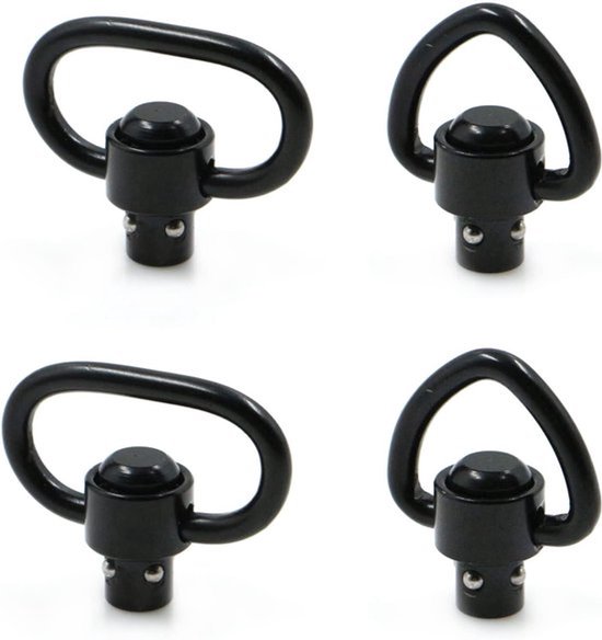 Sling Swivels Mount voor tactische riemen - Quick Release Loop Wartels - Heavy Duty gesp - 1,25 inch - 4 stuks, zwart van Merkloos