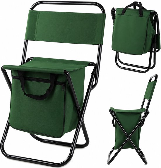 SMH LINE® Vissersstoel - Viskrukje - Met koelvak - Camping Stoel - Inklapbare - Tot 120kg - Opvouwbaar - Groen van Merkloos