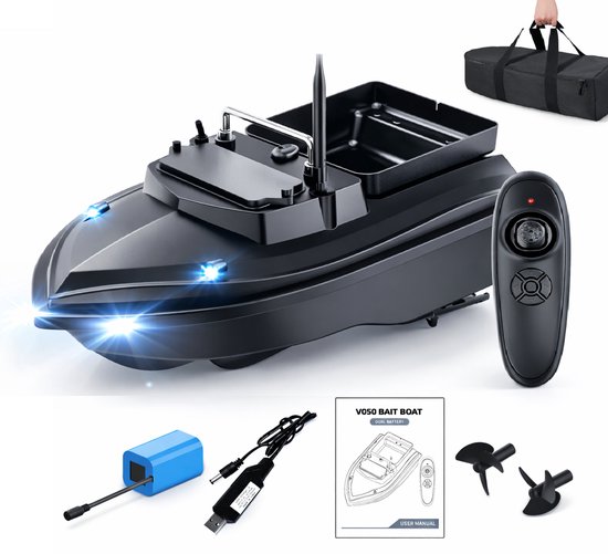 SMH LINE® Voerboot - 1,5KG - Vis Boot - Voerboot karper - 600M - Zwart - Incl. Draagtas van Merkloos
