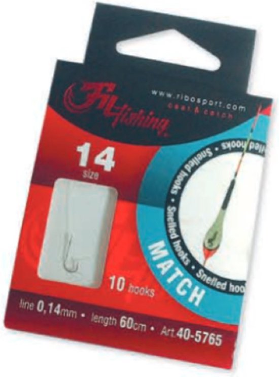 Snelled Hooks 'Match' - Haakmaat #14 - 0.14mm - 60cm - 10 stuks - Match, Feeder, Witvis Onderlijnen van Matrix