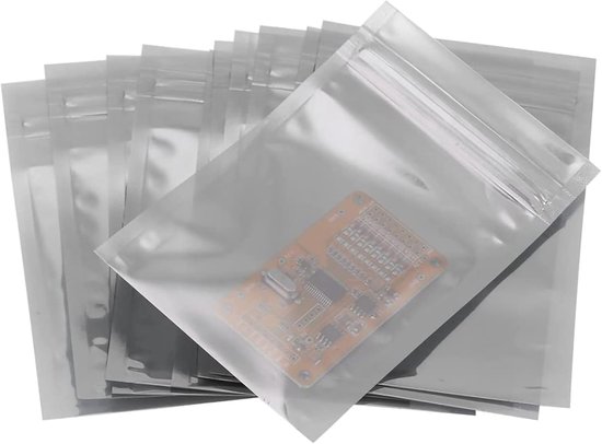 SnelShoppen - 100 Stuks Antistatische Resealable Zakjes, Antistatische Zipperzakken voor Harddisk SSD HDD, 6.5 x 12 cm, Herbruikbaar en Waterdicht, Id